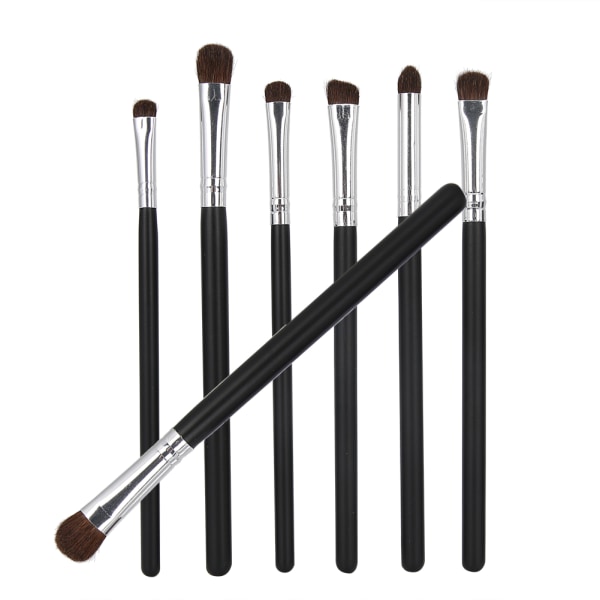7 stk Make Up Brushes Set Cosmetic Foundation Powder Blush Concealers Øyenskyggebørster Svart og Sølv