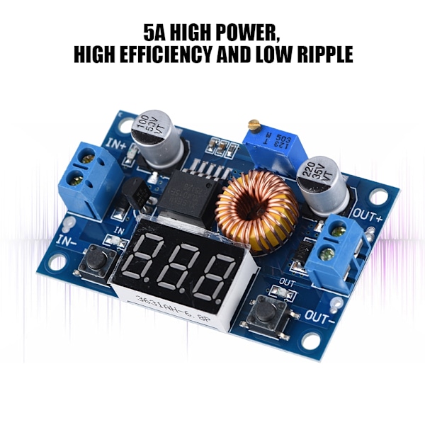5A 75W DC-DC Justerbar Steg-ner Modul Spänningsregulator LCD-display