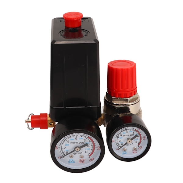 Luftkompressor trykafbryder 4-vejs automatisk kontrolventil controller 0-180PSI med manometer