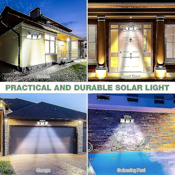 1 Stycke Solarlampor för Utomhusbruk, Golwof 230led Sollampa för Utomhusbruk med Rörelsedetektor 270 Tre-sidig Belysning Ip65 Vattentät Vägglampa S