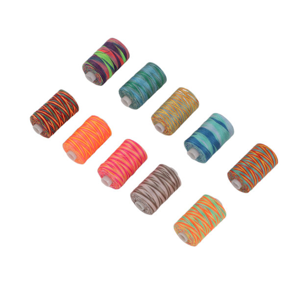 10 st broderimaskin tråd slitstarkt slitstarkt polyester brokig olika färger polyester tråd 402 sytråd