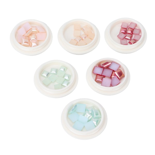 6 æsker / sæt firkantede neglekunst dekoration DIY skinnende glitter negle ornament tilbehør