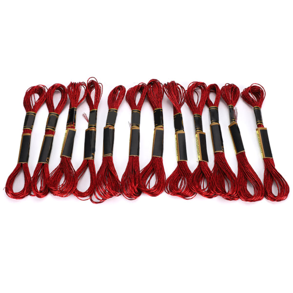 24 stk CrossStitch-tråd rødt broderi blankt flettet floss håndlavet garn bomuldsnøgler
