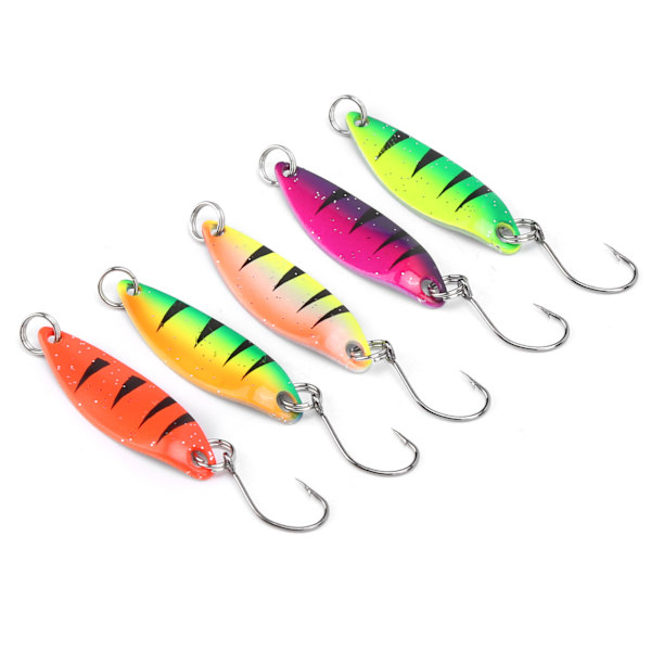5 st färgglada Walleye Trout skedbeten metall crankbait hård sked spinner bete enkelkrok