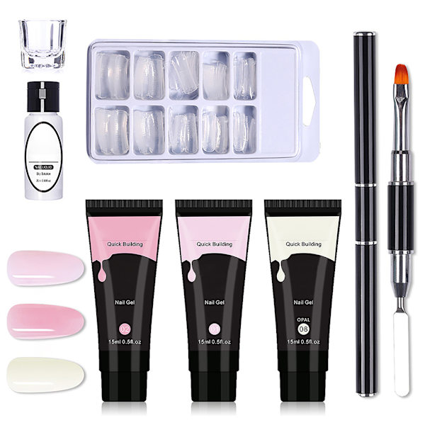 Nail Gel Kit 15ml Säker Pålitlig Snabbförlängning Nail Building Gel Kit för nybörjare för Nagelsalong