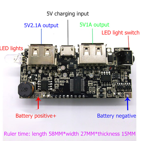18650 Batteriladdare Modul Power Bank PCB Modul Kort Dubbel USB 5V 1A/2.1A Batteriladdare Modul