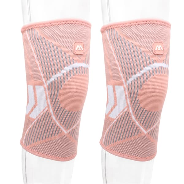 2 st sportknäskydd, andningsbara knäskydd i nylon, stickade, 4-sidig elastisk repknäskydd för löpning, klättring, rosa L