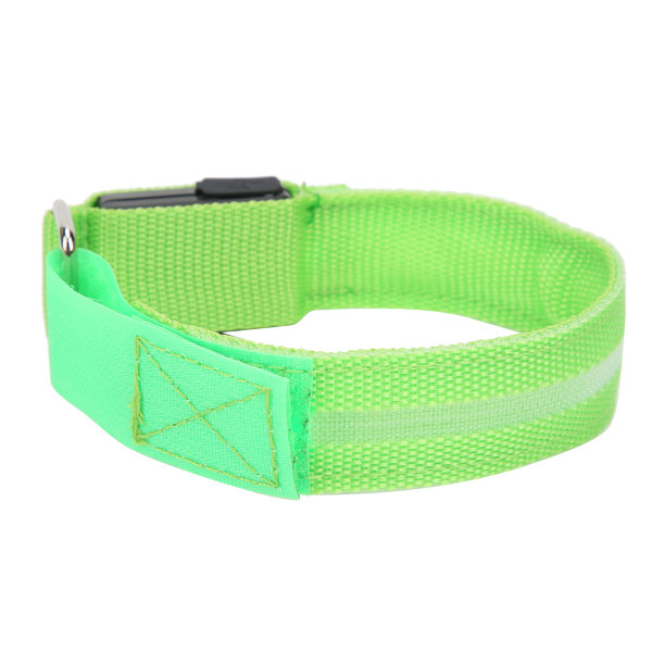 Grönt lysande armband Justerbar Strip LED-armband USB laddning för nattlöpcykling