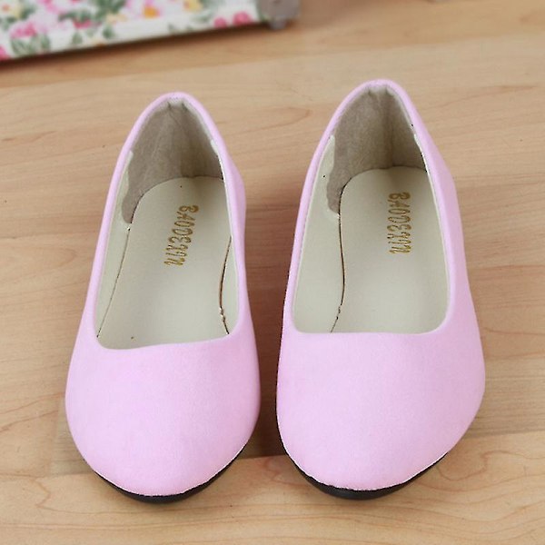 Rosa Ballerina Flats i Mocka - Perfekta för Arbetsplatsen