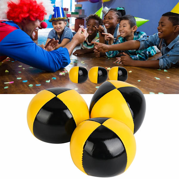 3st Gul Svart PU Dun Jonglering Bollar Clown Spelande Jonglering Ball Set för nybörjare
