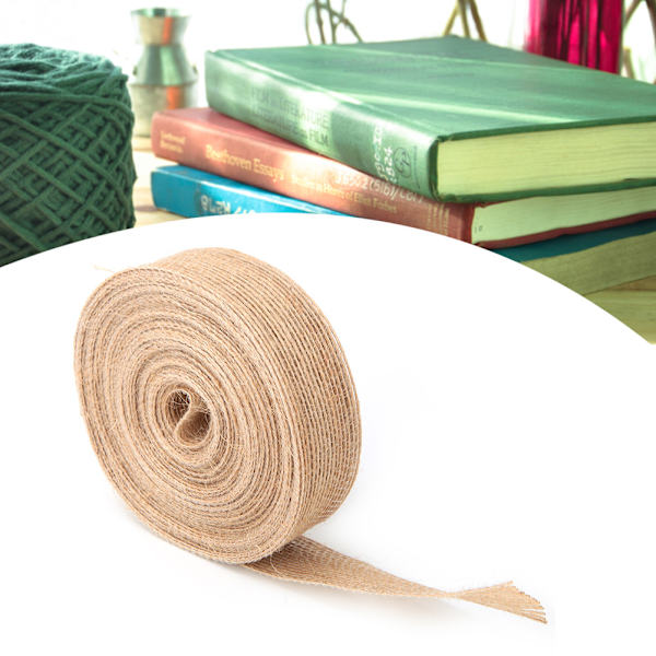10 meter lång 2,5 cm bredd jute säckväv bandspole för hembröllopsdekoration