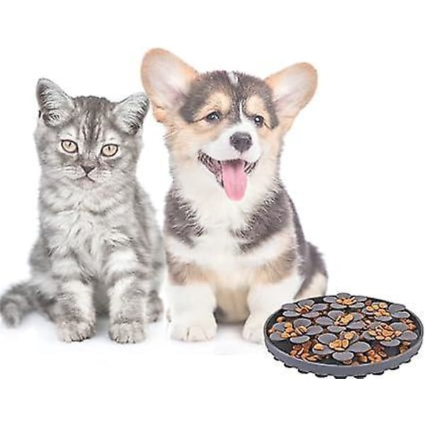 Anti-Grådig Hundeskål, Sakte Fôring Kjæledyrskål for Katt/Hund Silikongummi Myk Søt Blomsterform