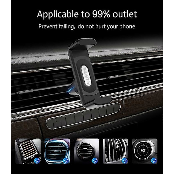 2 kpl Ilmastointiaukkoon asennettava autoteline puhelimelle, puhelinteline autoon, ilmastointiaukon kiinnike autoon, pidennettävä ote & 360 asteen kääntö, sopii 3.5