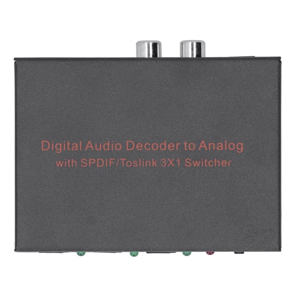 3x1 Optisk Fiber Digital Audio Dekoder Optisk til SPDIF/AV/RCA Konverter 100‑240V UK Stik