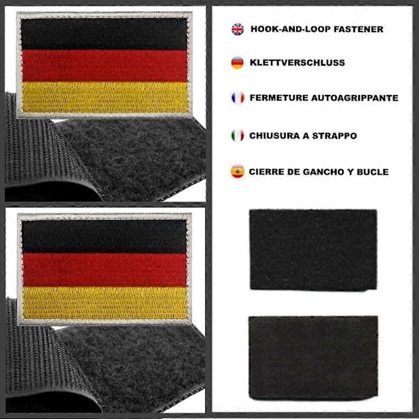 2 Militær Patches - 8 x 5 cm - Sæt med 2 Ridse Flag Sy-på Patches til Rygsæk Militærjakke Airsoft Taktisk Vest, 2 Broderede Patches til Chi