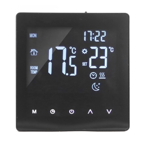 Digital termostat LCD-skærm programmerbar smart touch-skærm gulvvarme kedelcontroller sort AC90‑240V K2MRH3A