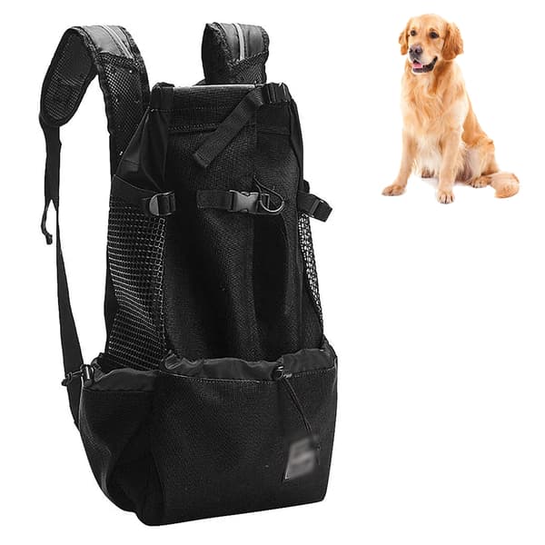 Dog Carrier Backpack for Small and Medium Pets, Front-Facing Adjustable Dog Backpack, Fully Ventilated - Black - L