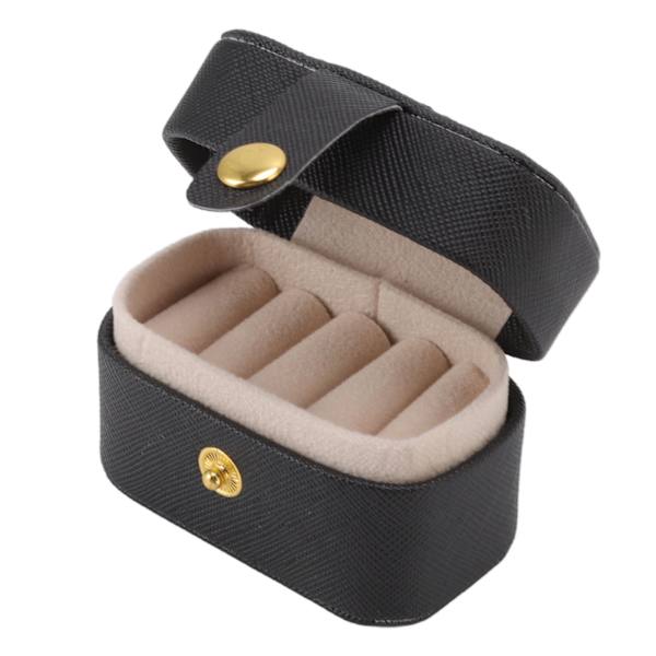 Mini Ring Förvaringslåda PU Läder Liten Smyckeskrin Organizer Liten Resa Örhänge Väska Svart