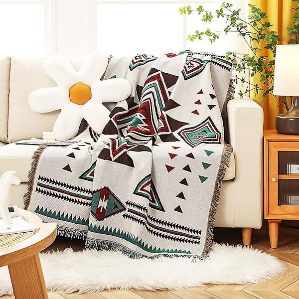 Sofateppe Dekorativt Stoltrekk Vakkert Bohemstil for Sofa, Seng, Campingteppe (130 x 160 CM)