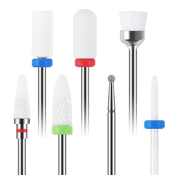 7 st Keramiska Nagelborr Set - Karbid Nagelborr Roterande Fräsar För Elektrisk Manikyr Pedikyr Nagelfil Maskin