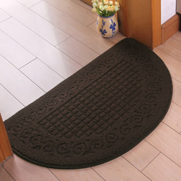 Halvcirkel dörrmatta Halvcirkel golvmatta Dammfälla Polyesterfiber Stark absorption Halkskydd för utomhus inomhus Mörk kaffe 48x78cm / 18.9x30.7in