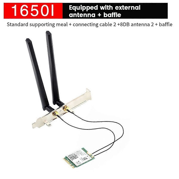 1650i AX201NGW WiFi-kort+2x8DB Antenne+Blende 3000Mbps WIFI6 2.4G/5G