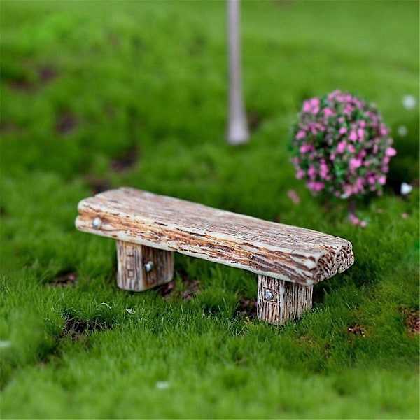 3 st Träbänkar Miniatyr Ornament Fairy Garden Landskap Bonsai Dekorationer Dockskåp
