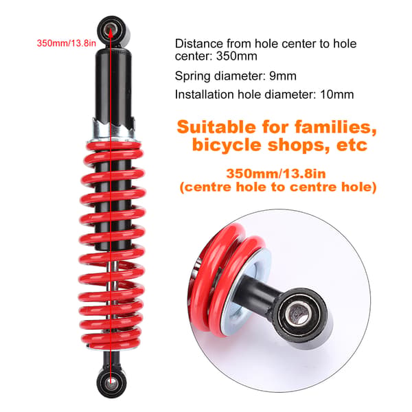 350 mm/13,8 tommer bageste støddæmper, universal pasform til dune buggy, quad, dirtbike, ATV