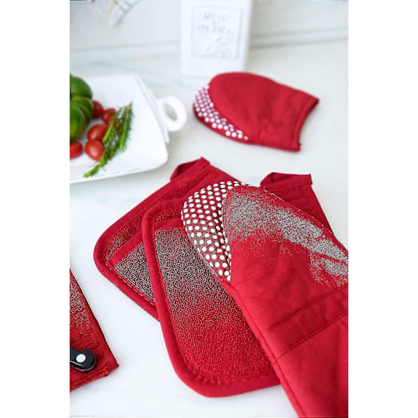 100% puuvilla frotee patalaput keittiöön, 2 kpl, 21,6 x 21 cm, punainen-m.2937 Zekai