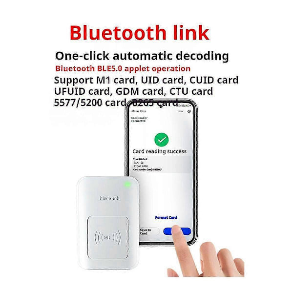 NFC Luku-Kirjoituslaite, Kortinlukija, Salattu Pääsynvalvontadekooderi, Yhteensopiva Bluetooth ICID Puhelimen Kanssa