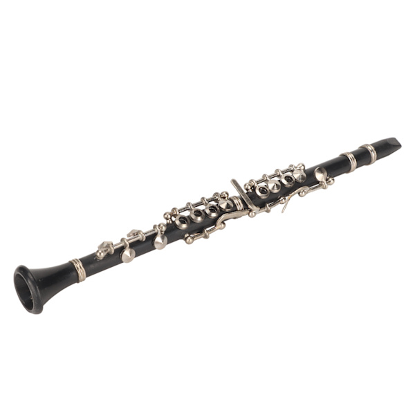 Miniature klarinet replika med stativ og etui Mini musikinstrument Dukkehus Model Ornament 6,3 tommer