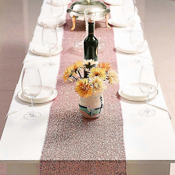 Glittrande Roséguld Bordsduk 30x180 cm för Bröllopsfest