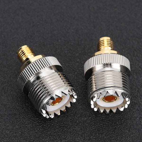 2 stk. SMA hun til UHF hun adapter stik messing 50 ohm stik til antenner