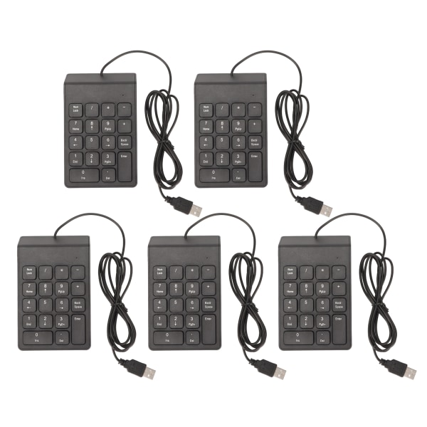 Kablet numerisk tastatur 18 taster Ergonomisk USB Plug and Play Stillegående tasting Mini numerisk tastatur for PC Laptop Desktop 5 stk.