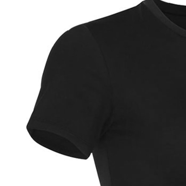 Kvinnors sport gym topp midja kors smal passform kortärmad träningstopp besättning hals fitness tank top för yoga löpning svart S