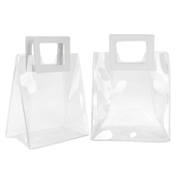 2st påsar Transparent presentpåse Robust bottenhandväska för födelsedag Julklappsförpackning (S)