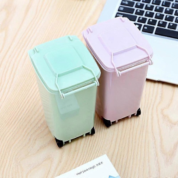 Mini Skrivbords Papperskorg 4 färger Förvaringslåda för Skräp Vardagsrum Soffbord Med Lock Liten Papperskorg Plast Påse Zekai grön