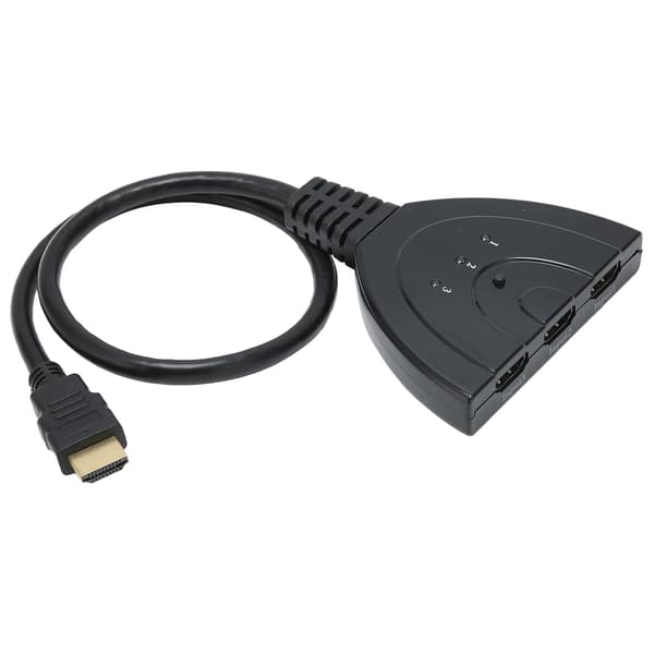 3-ports High-Definition Multimedia Interface Switch 3 ind 1 ud 1080P Hub Switcher Plug and Play Splitter Adapterkabel