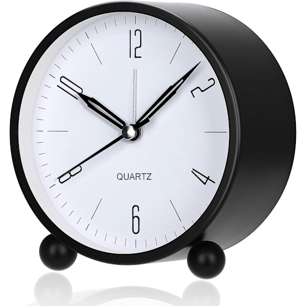 Analog Väckarklocka, 4 Tum Stor Urtavla Kvarts Analog Nattlampa med Högt Alarm, Tyst, Batteridriven