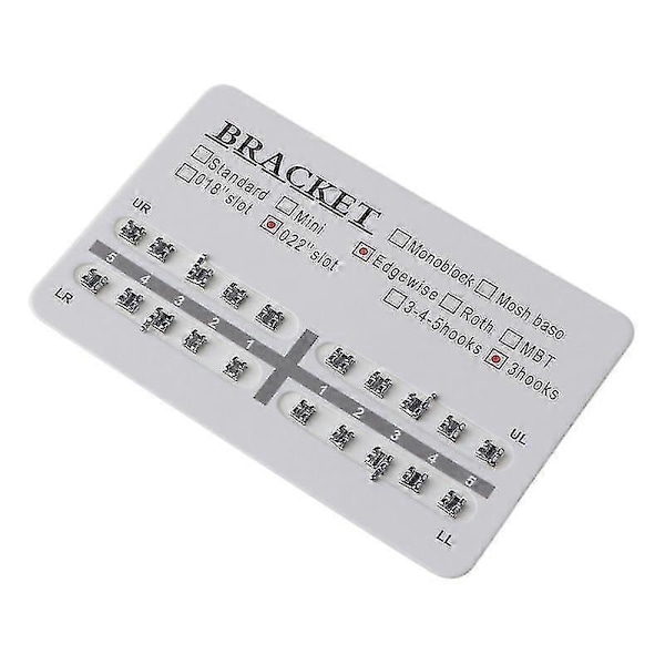 Oikomishoidon hammasraudat 022 Slot 3 Hooks Edgewise Metallikiinnikkeet - 20 kpl