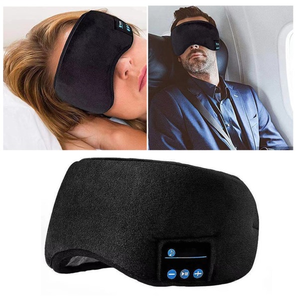 Sleeping Eye Cover Light Blocking Bluetooth 5.0 Connection Music Playing Electric Eye Pad Black