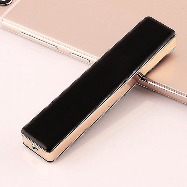 Genopladelig USB Elektrisk Lighter - Vindtæt Flammeløs Design - Slank Sort med Kabel