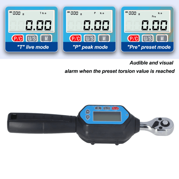 Mini Digital Display Torsion Wrench - 3 mätlägen - 1/4in - 30Nm - 72 tänder