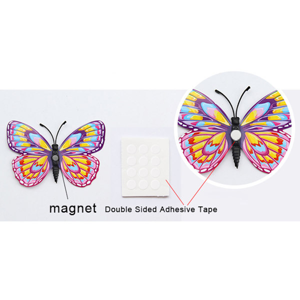 3D Butterfly Wall Sticker Dobbeltlag Simulation PVC Sommerfugl Vægdekaler med magneter til hjemmefest dekoration Farveblanding