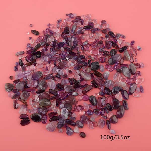 Tumbled Stone Chips Knuste Naturlige Krystal Kvartsstykker (Lilla)