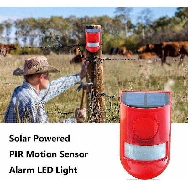 Solarlarm Stroboskopljus Blinkande LED Klar, IP65 Vattentät 110dB Högt Larm Säkerhetssystem för Hem Villa Gård Lägenhet Gårdar, ble och