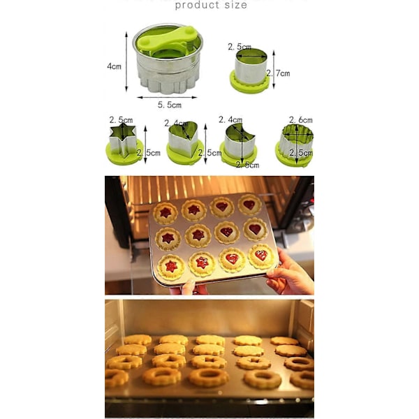 Kakskärare, Set med 6 Mini Sandwichformar, Kakformar i Rostfritt Stål för Fruktskärare Fondant Kex Kakor Bakverk Tårtdekoration Bakning