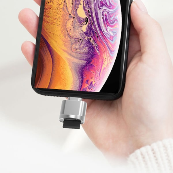 Sølv telefonkortleser nettbrett eksternt minnekortleser for IOS-grensesnitt