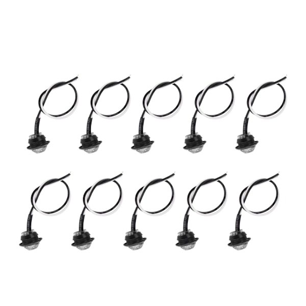 10 stk sidemarkerlys 3LED IP68 vanntett rund klarering indikator baklys universal for lastebil bil RV hvitt lys