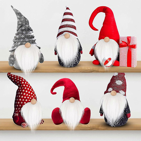 Gnompärlor och falska skägg 6 st/set Fuskpäls Dvärgskägg Träpärla För Jul Plysch Gnomdocka Handgjord Diy Högkvalitativt mörkgrå